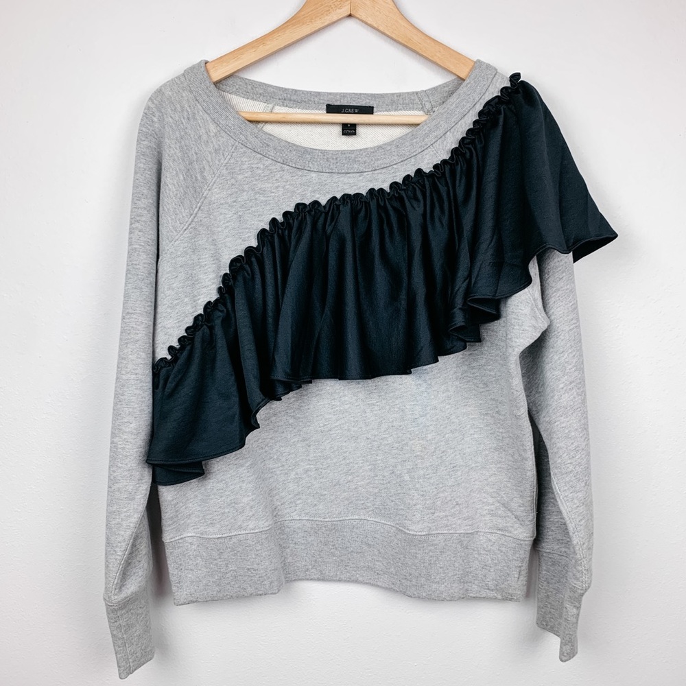 NWOT J.Crew Asymmetrical Ruffle Sweatshirt
